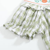 Sage Green Gingham Pumpkin Smocked Bishop Dress