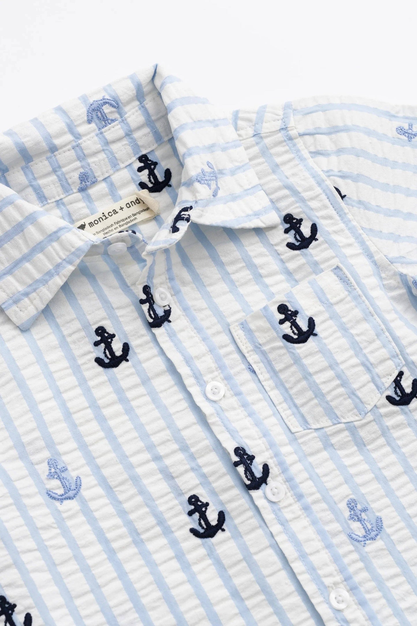 Kids Short Sleeve Oxford Shirt | Nautical Anchors