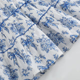 Blue Floral and Bow Print Layered Sundress