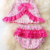 Pink Geese printed baby swing set