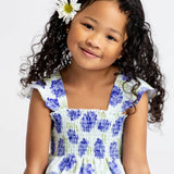 Flutter Sleeve Dress | Iris Purple Hydrangeas