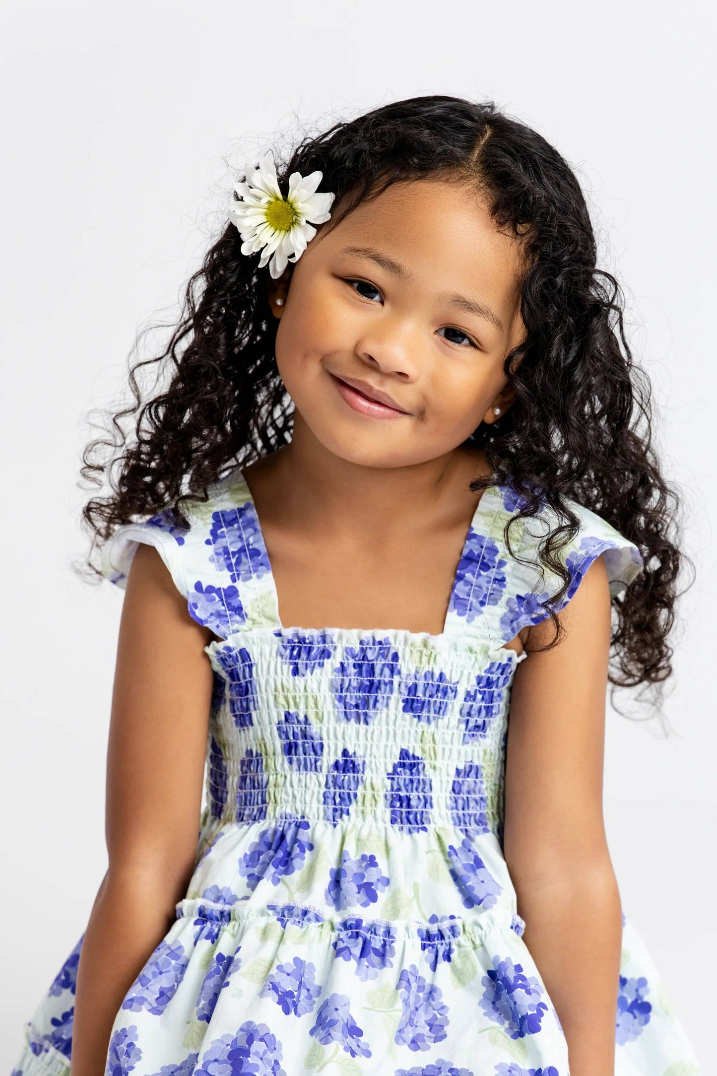 Flutter Sleeve Dress | Iris Purple Hydrangeas