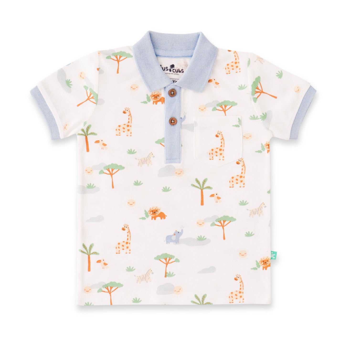 Organic Safari Print Toddler Polo Shirt