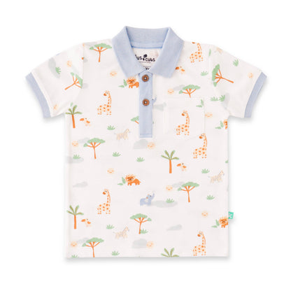 Organic Safari Print Toddler Polo Shirt