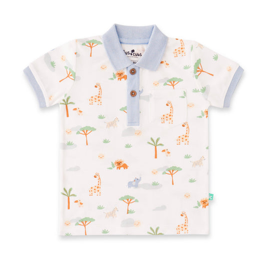 Organic Safari Print Toddler Polo Shirt