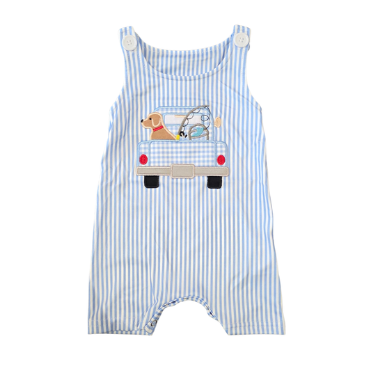 Truck & Pup Embroidery Romper