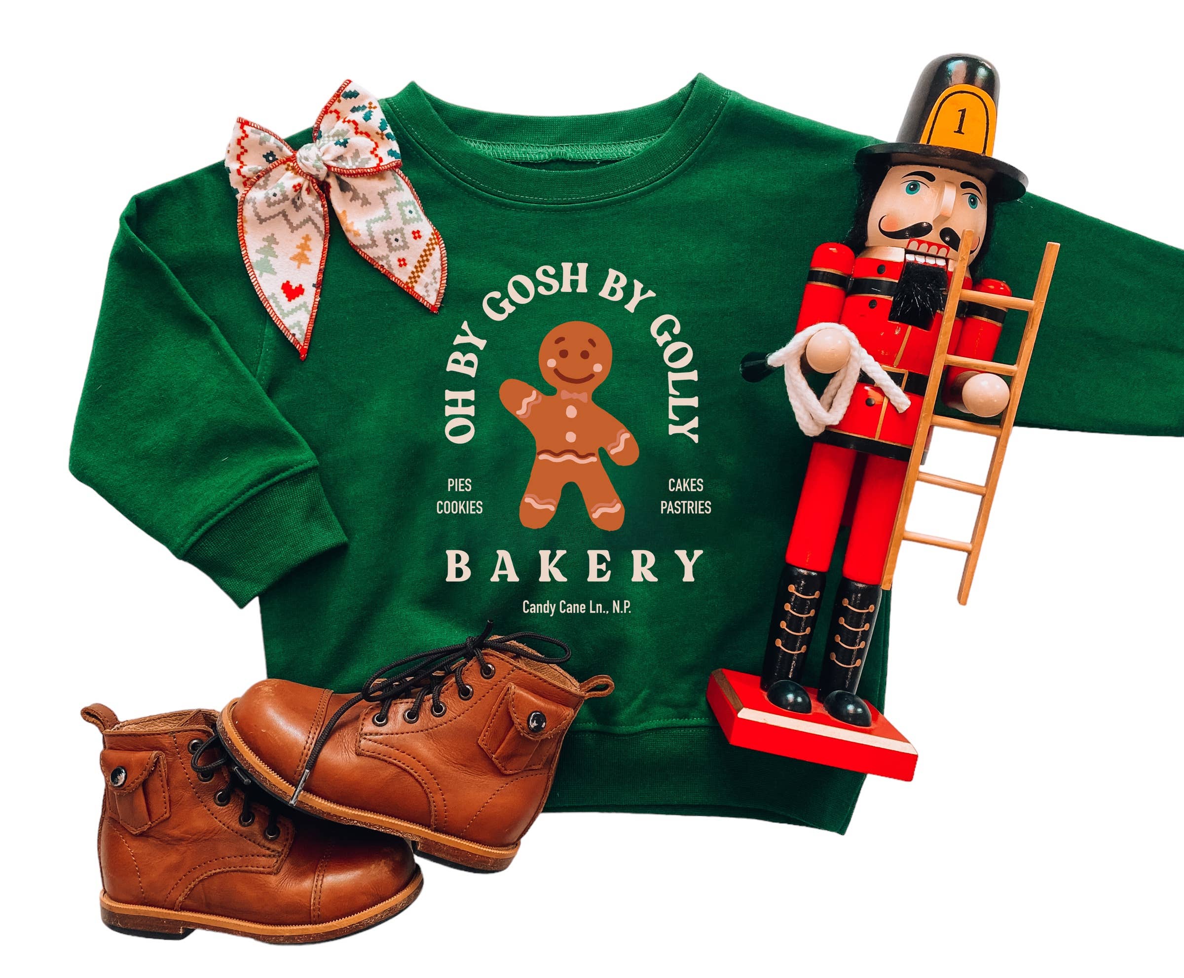 Gingerbread | Kids Christmas Sweatshirt Green