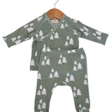 Organic Waffle Kimono & Pant Set, Alpine Trees