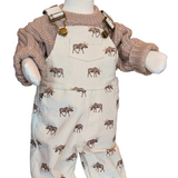 Watercolor Moose Corduroy Overalls