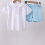 Peter-Pan Collar Shirt & Shorts Set