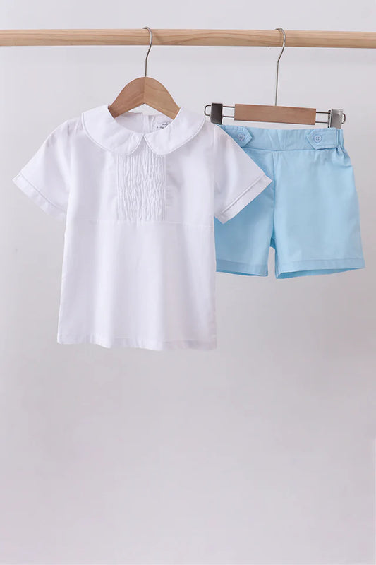 Peter-Pan Collar Shirt & Shorts Set