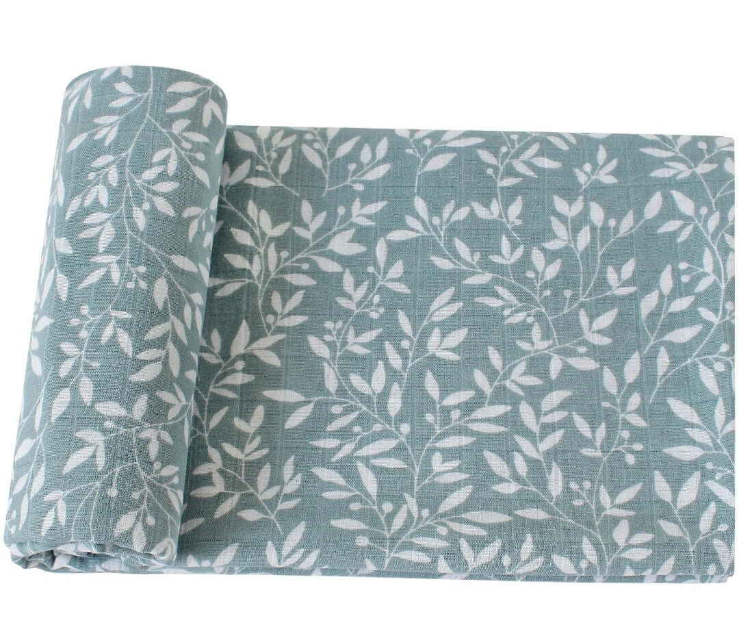 Muslin Swaddle - Blue Sage - Evvie Bean's Baby Boutique