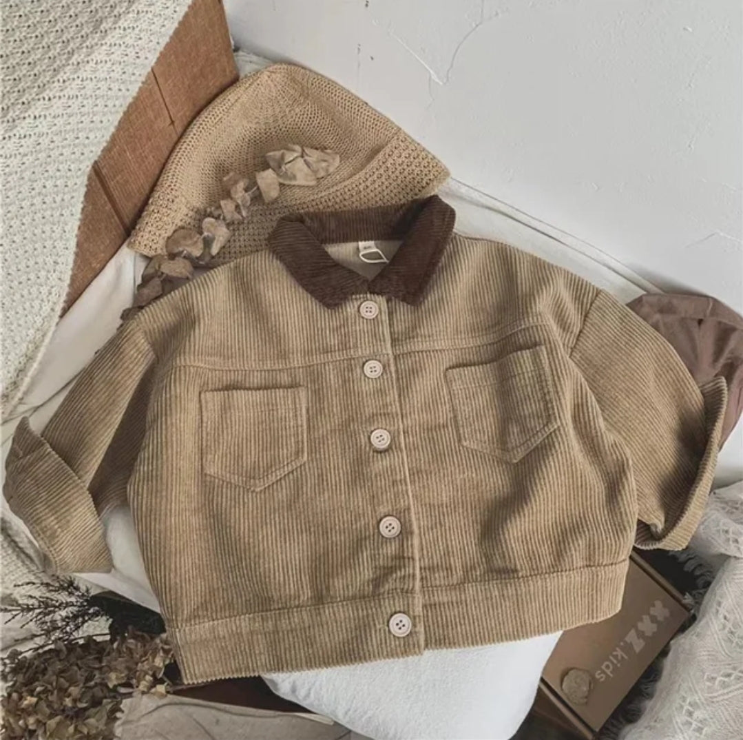 Classic Corduroy Jacket Two-Tone Dark Brown Collar