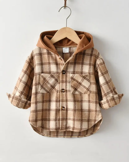 Rust & Brown Plaid Hooded Shacket