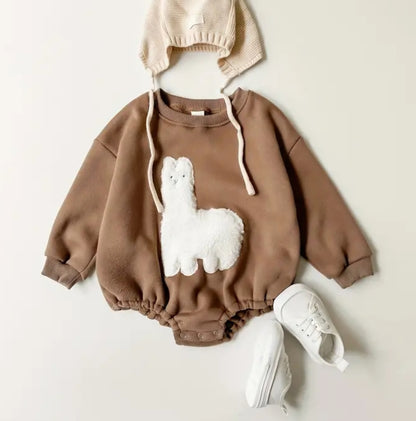 Fluffy Alpaca Sweater Bubble Romper