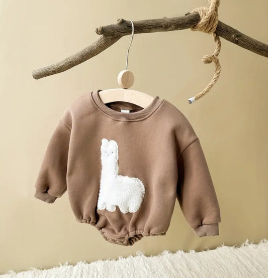 Fluffy Alpaca Sweater Bubble Romper