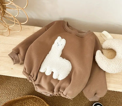 Fluffy Alpaca Sweater Bubble Romper