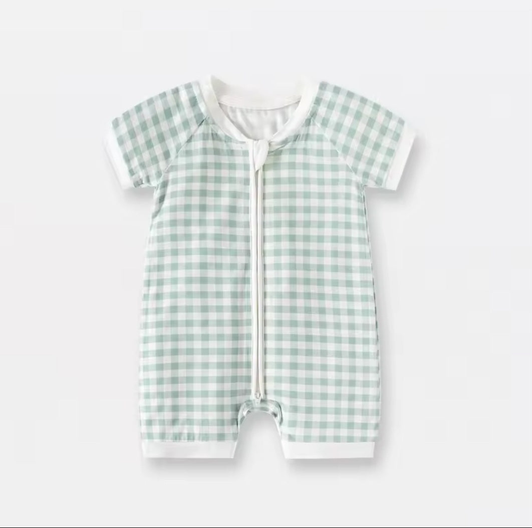 Baby Blue Gingham Bamboo Shortie