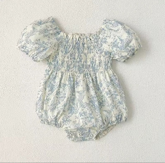 Ada Blue Smocked Romper & Dress Matching Set