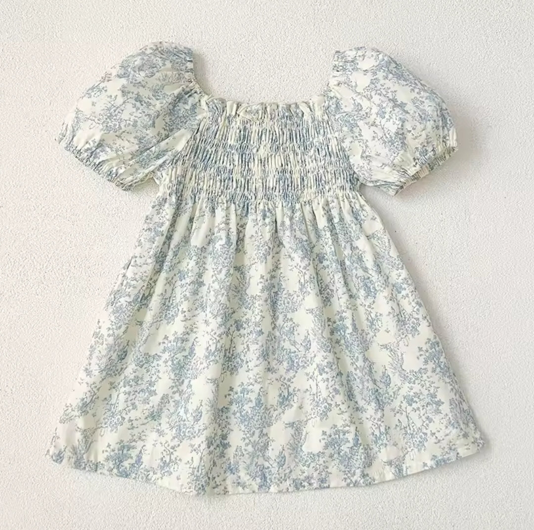 Ada Blue Smocked Romper & Dress Matching Set