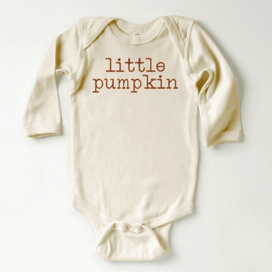 Little Pumpkin Natural Long Sleeve Onesie - Evvie Bean's Baby Boutique