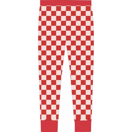 Red Checkered Adult Bamboo Jogger
