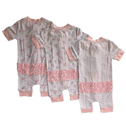 Romantic Florals & Bows Bamboo Ruffle Shortie