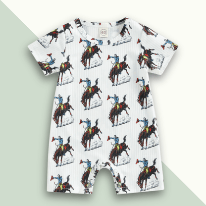 Buckin' Bronco Ribbed Romper - Evvie Bean's Baby Boutique