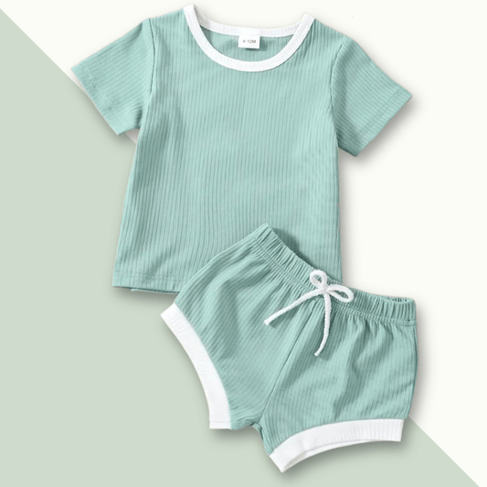 Mint Ribbed Shorty Set - Evvie Bean's Baby Boutique