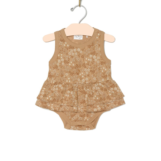 Baby Spring & Summer Skirted Bodysuit- Golden Garden