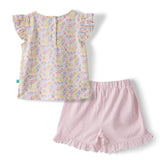 Toddler Girls’ Floral Ruffle Sleeve Top & Lace Trim Shorts Set