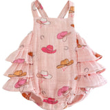 Western Pink / Muslin Ruffle Sunsuit