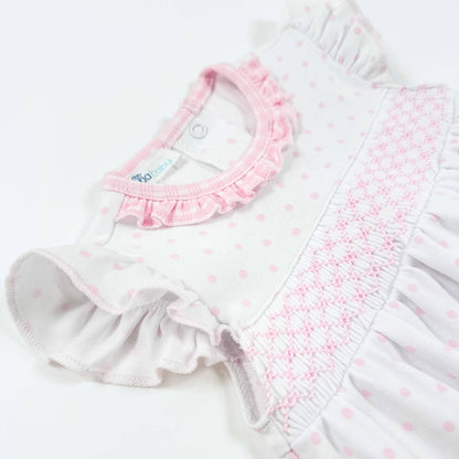 Gingham Dots Smocked Bubble in Pink