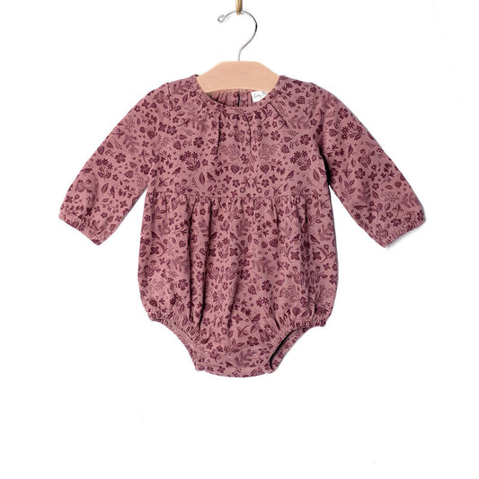 Long Sleeve Shortie Romper- Fall Plum Birds