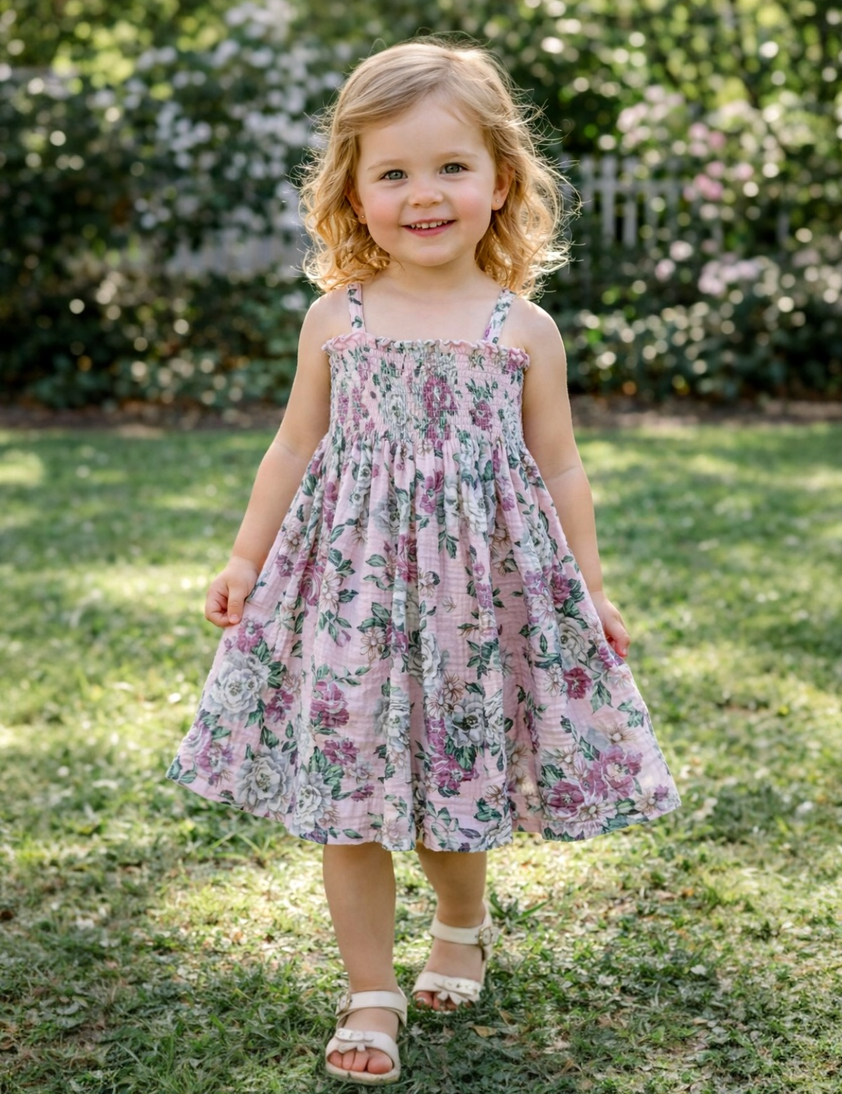 Muslin Smocked Tube Dress, Blissful Blossoms
