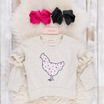 Patchwork Floral Chicken Ruffle Sweater
