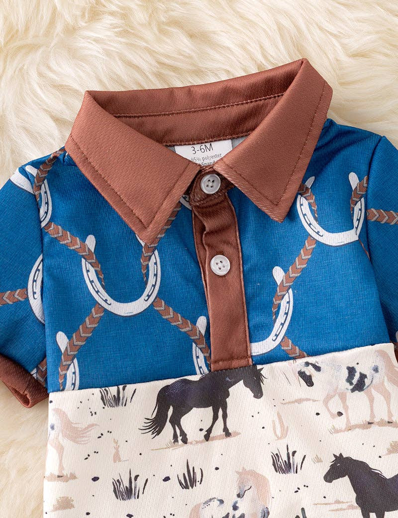 Western Patchwork Collar Romper