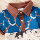 Western Patchwork Collar Romper