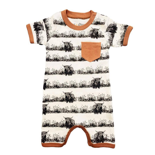 Organic Cotton Short Sleeve Romper - Highland Cow