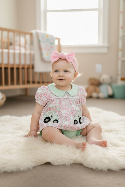 Tractor applique tunic and baby bloomers