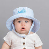 Whale Blue Seersucker Bucket Hat Baby & Toddler