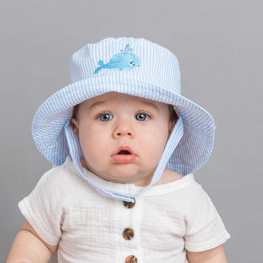 Whale Blue Seersucker Bucket Hat Baby & Toddler