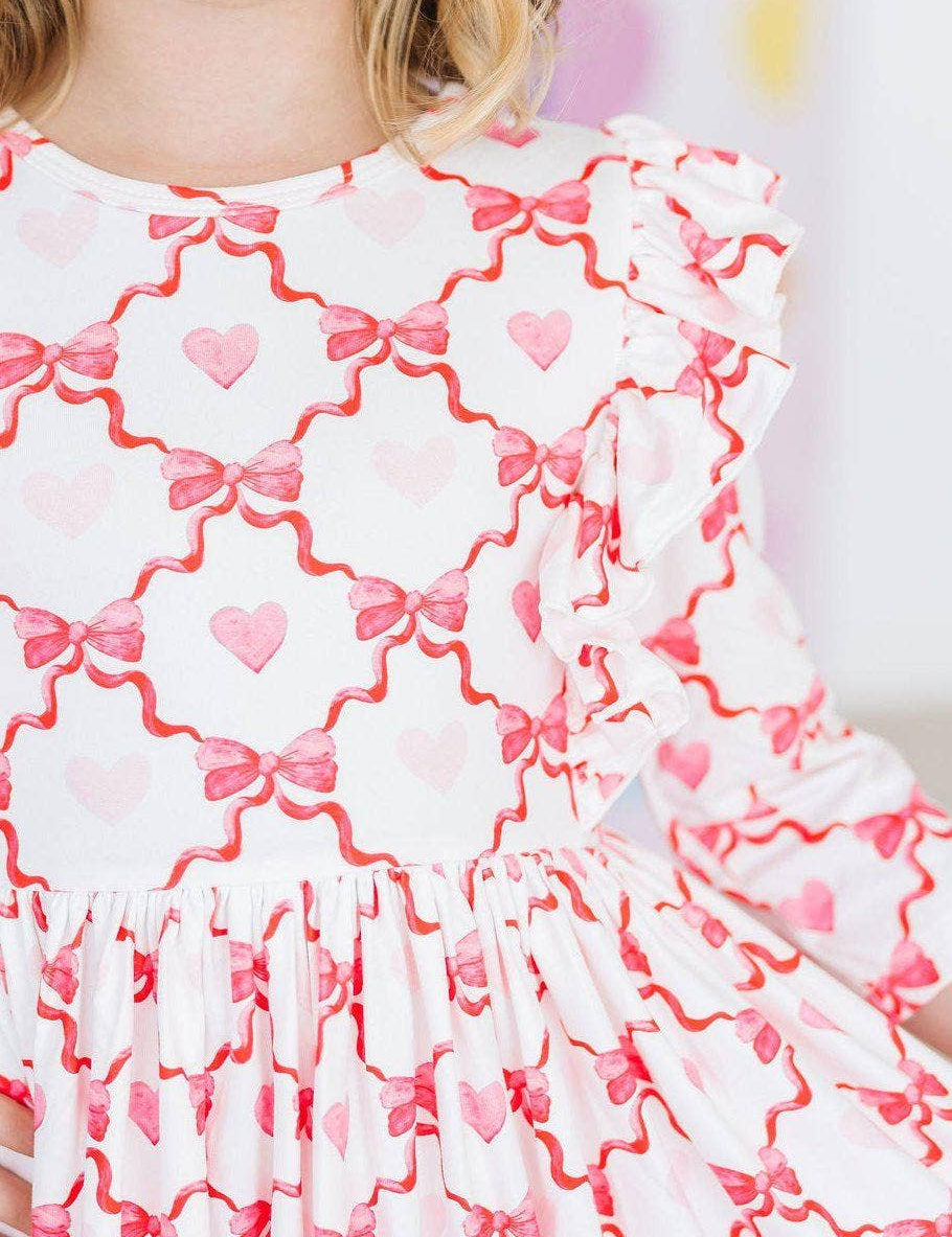 Lovebug 3/4 Sleeve Ruffle Twirl Dress