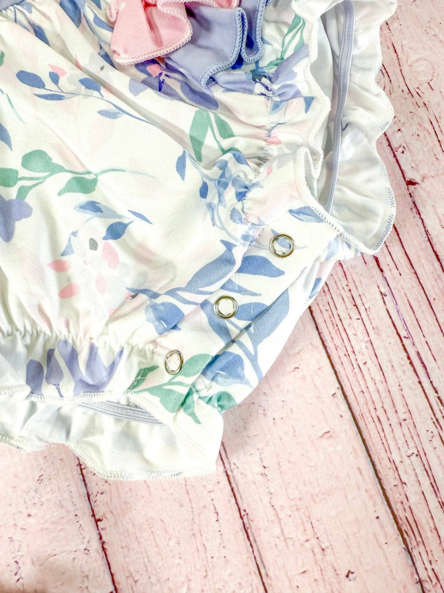 Purple & Pink Floral Ruffles Infant Romper