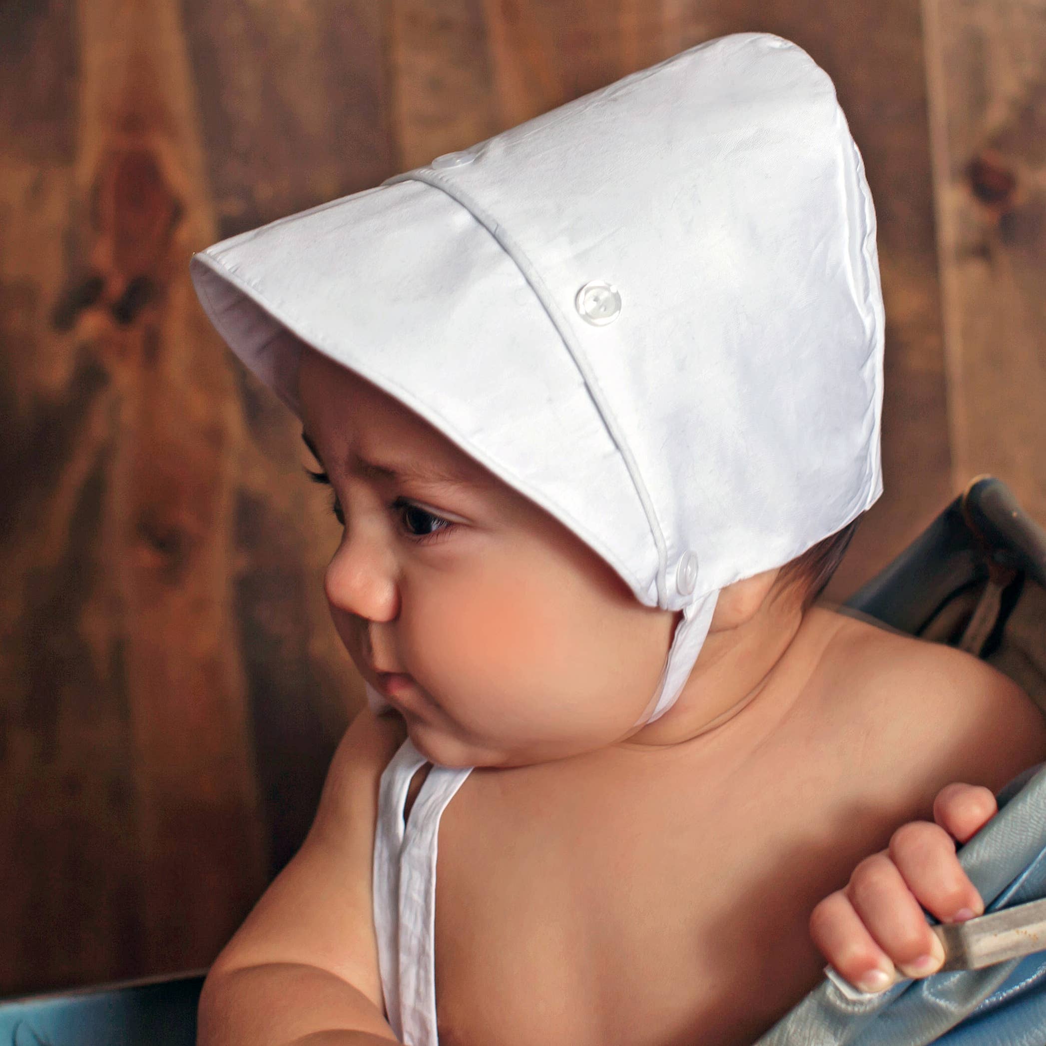 Boys Solid White Bonnet Baby