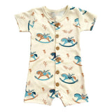 Organic Cotton Short Sleeve Romper - Rocking Horse