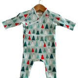 Organic Waffle Kimono & Pant Set, Festive Firs