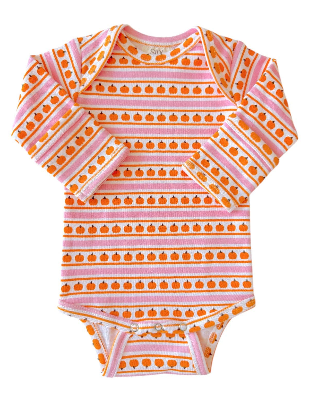 Pumpkin Stripe Pink / Organic Long Sleeve Bodysuit