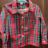 Christmas Red Tartan Plaid Button Up Shirt - Boy's