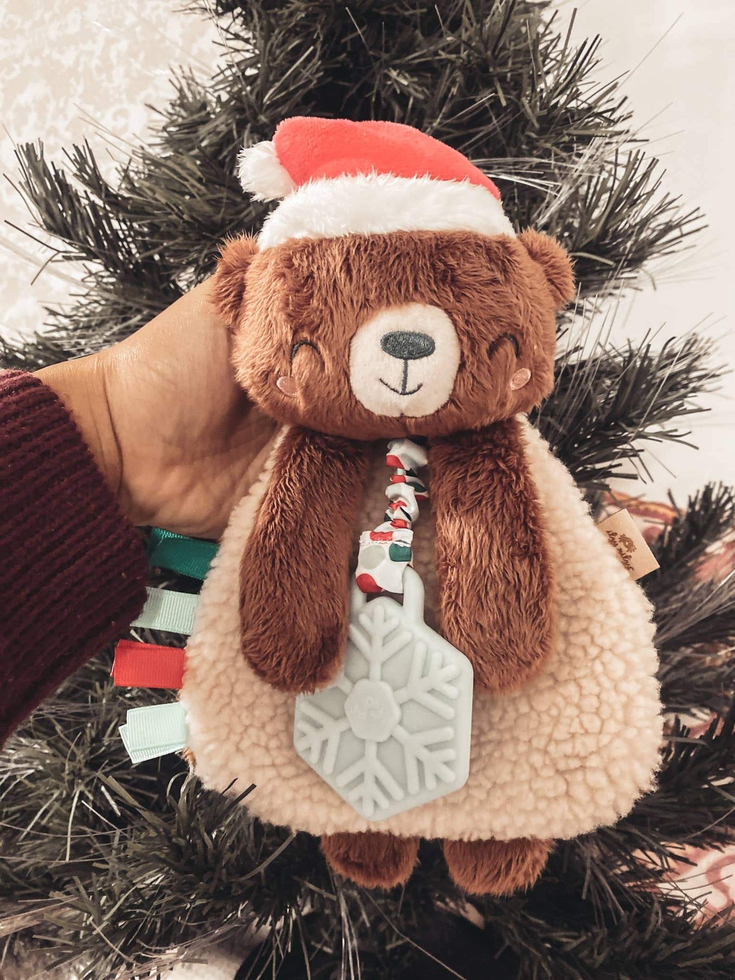 Holiday Itzy Lovey™ Plush + Teether Toy: Bear - Evvie Bean's Baby Boutique